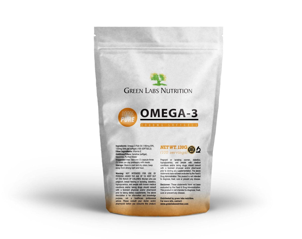 Omega 3 Fish Oil 1000mg Softgels Green Labs Nutrition