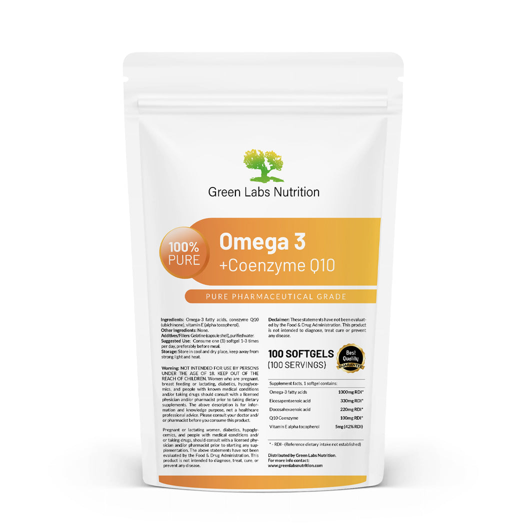 Cápsulas blandas de Omega-3 1000 mg + coenzima Q10 100 mg