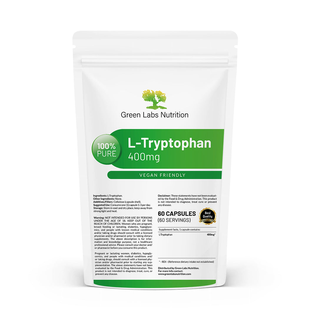 L-Tryptophan 400mg capsules Vegan Friendly