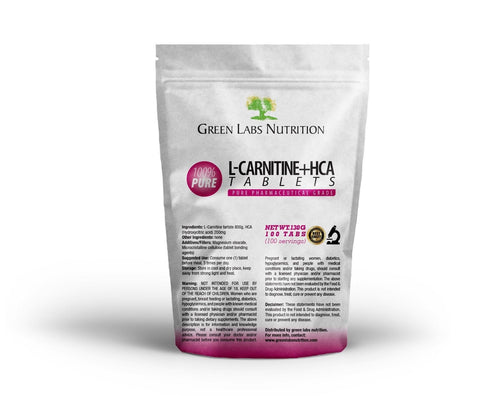 L-Carnitine 800mg Plus HCA 200mg Tablets - Green Labs Nutrition