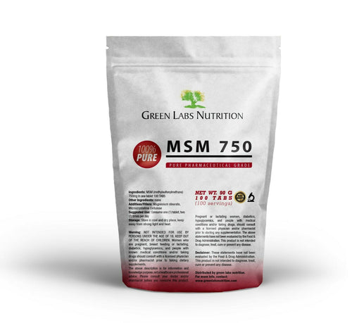 MSM 750mg Tablets - Green Labs Nutrition