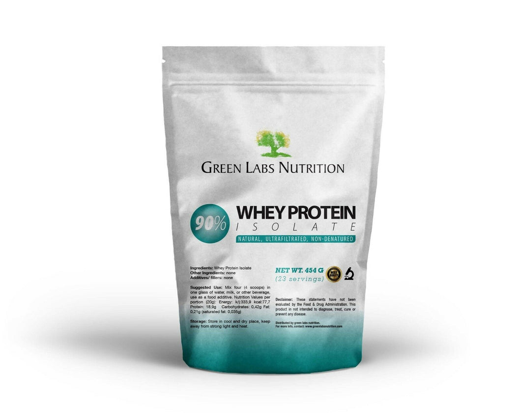 Whey Protein Isolate WPI 90% Pure Powder Unflavored - Green Labs Nutrition